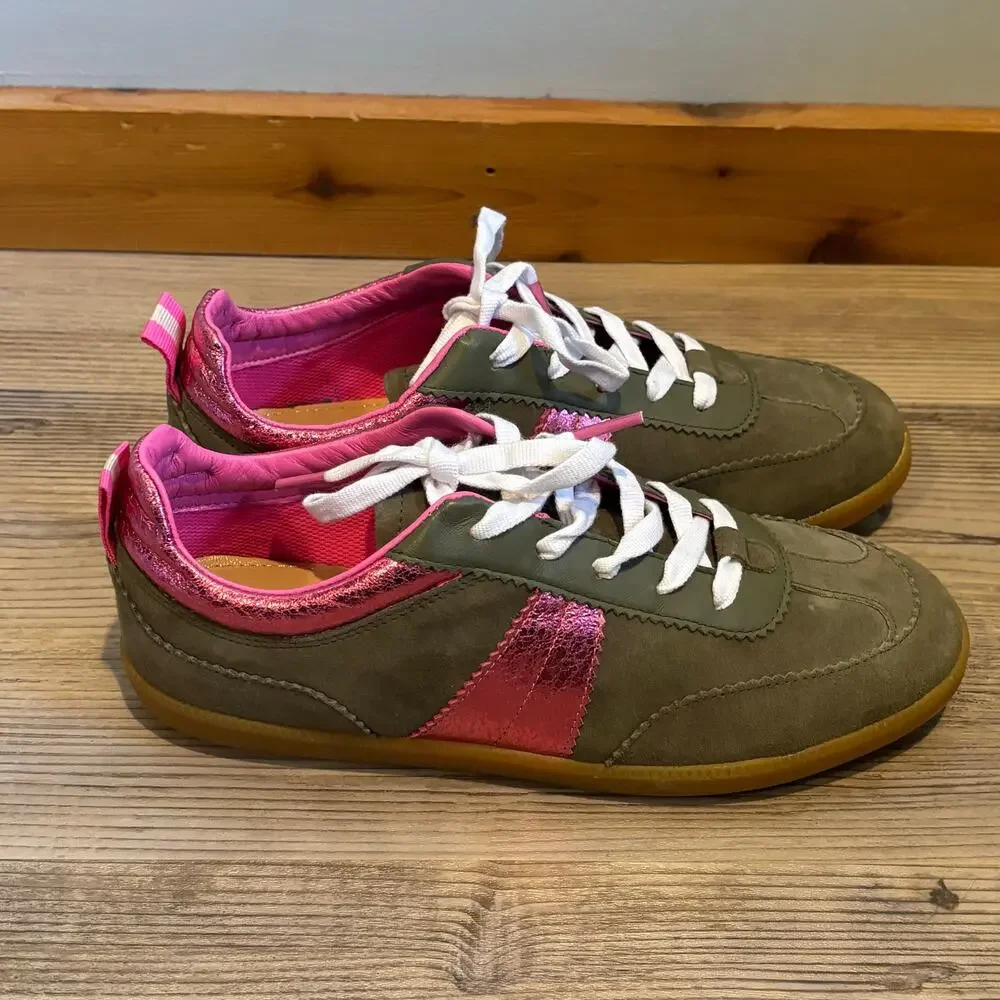 Boden Erin Retro Sneaker Green & Pink - size 38
